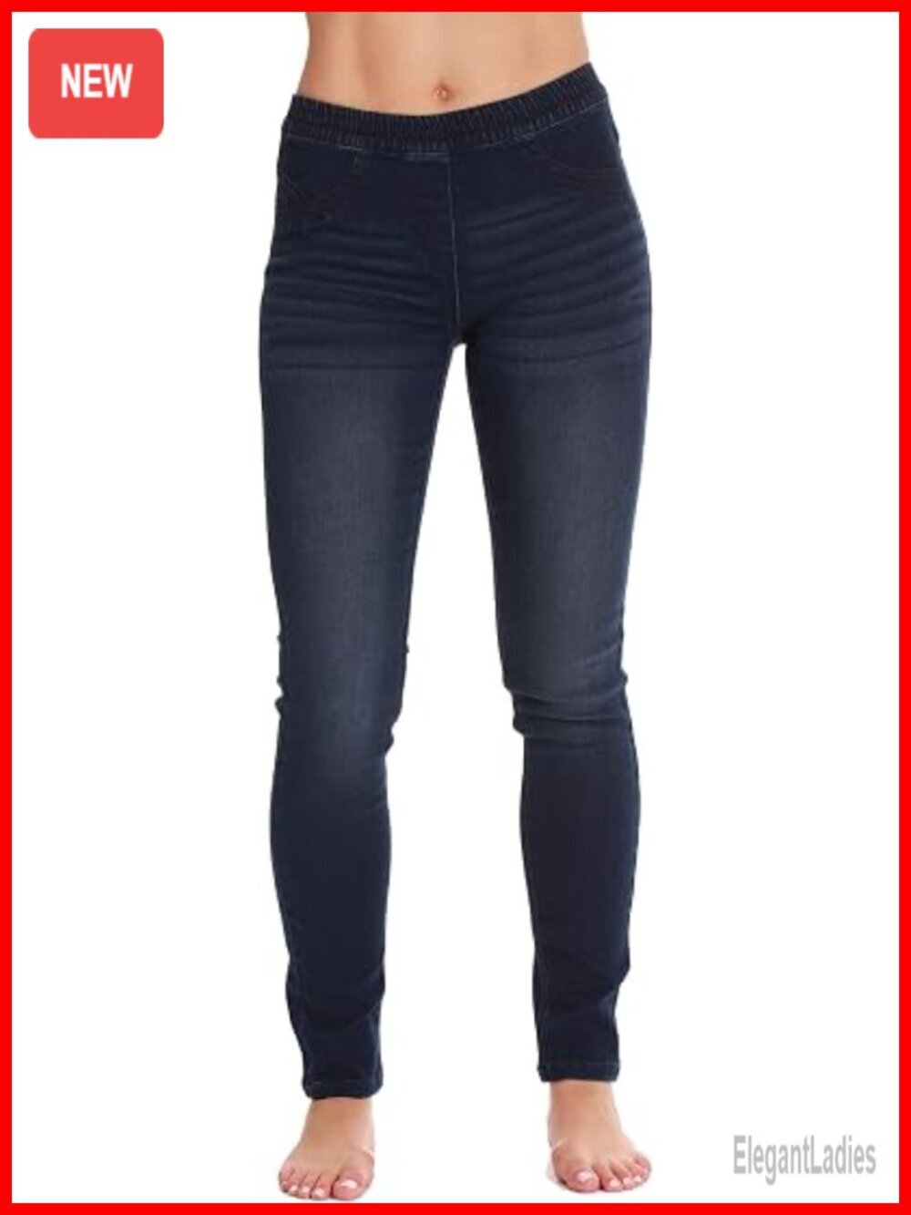 Stretch Denim Jeggings with Pockets - High Rise Skinny